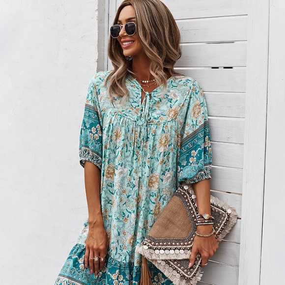 BOHO BABY DOLL FLORAL DRESS 💐 - Picture 2 of 6